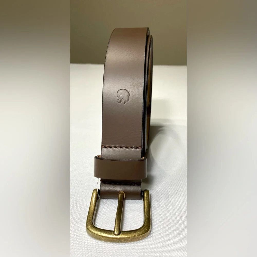 MENS GENUINE REAL LEATHER BELT BUCKLE JEANS TROUSERS SHORTS BROWN